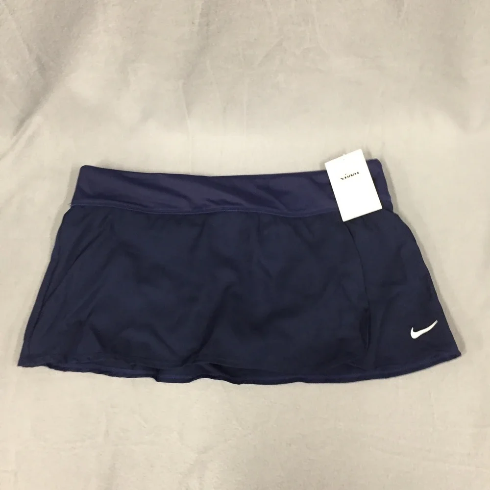 Nike Swim Womens Solid‎ Swim Skort skirt Midnight Navy Large